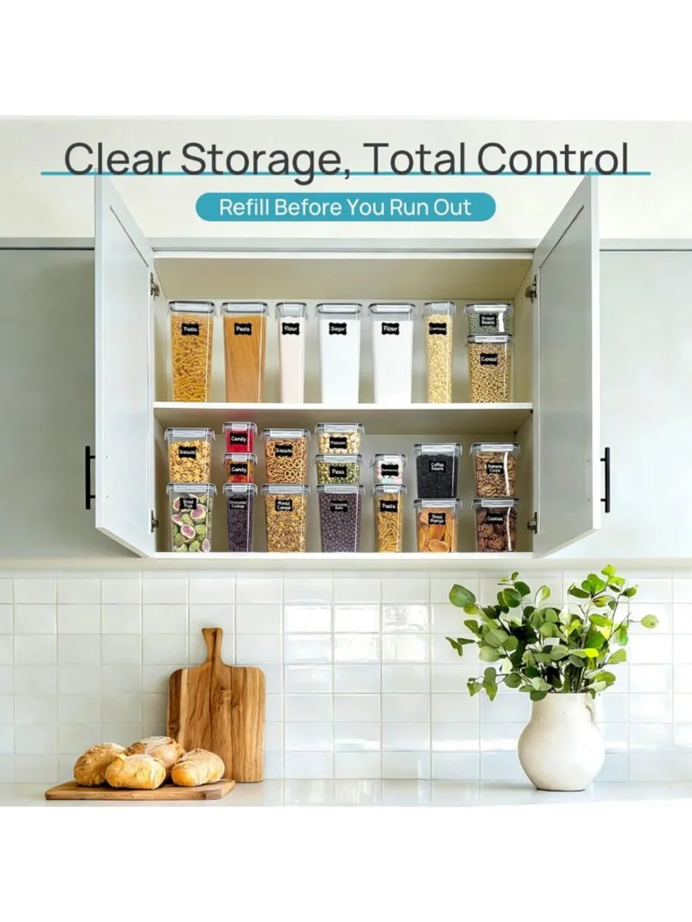 Airtight Plastic Food Storage Containers Set - 24 Pcs Canisters for Kitchen